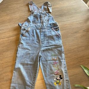 Girls Disney Denim Overalls Micky Embroidered